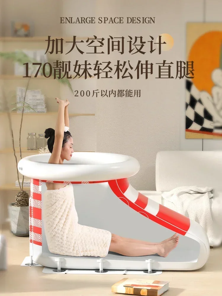 A folding full body bath tub for adults, a sitz bath tub for children, and a bathtub for adults