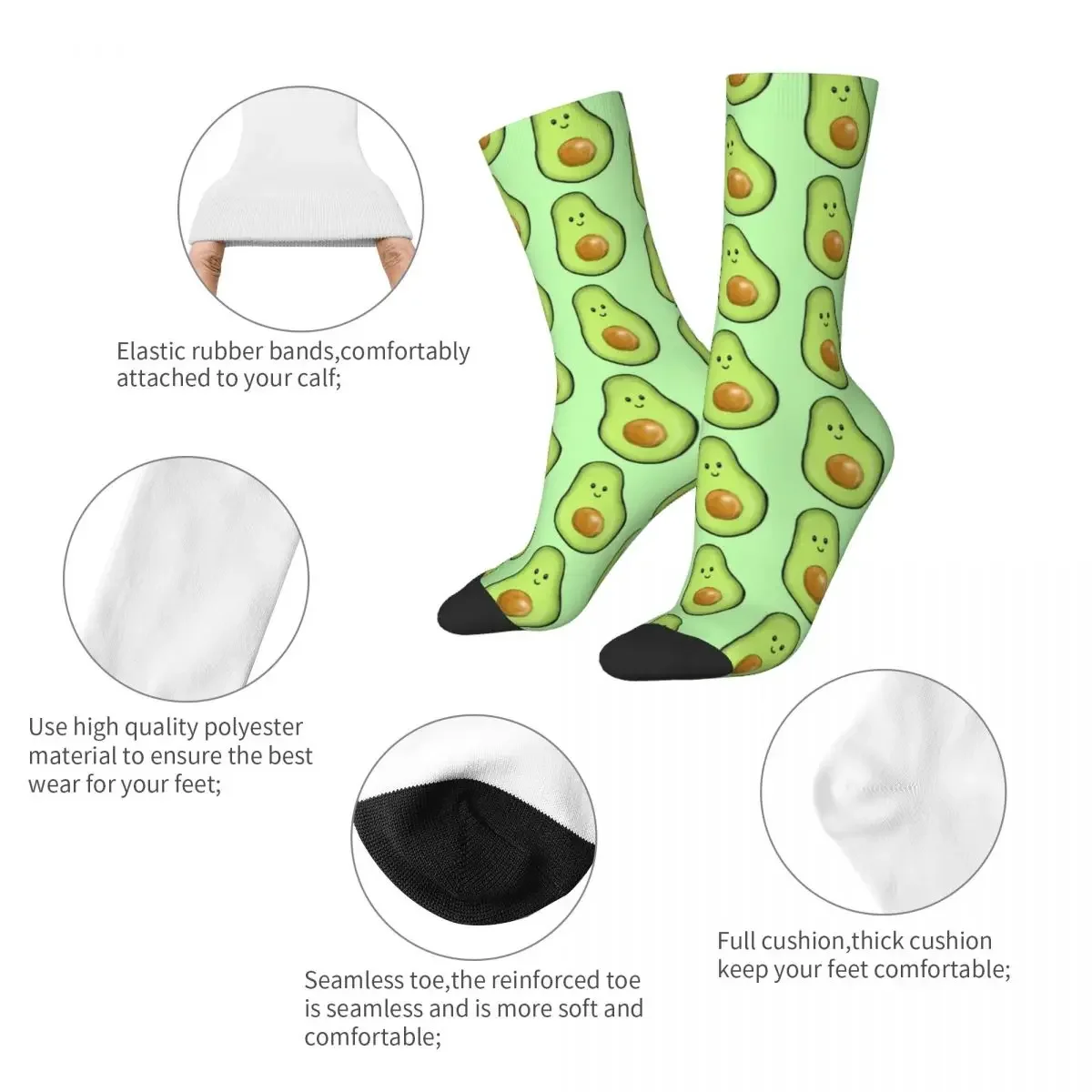 Avocado Socks Men Women Casual Tropical Fruit Socks Harajuku Spring Summer Autumn Winter Middle Tube Socks Gifts