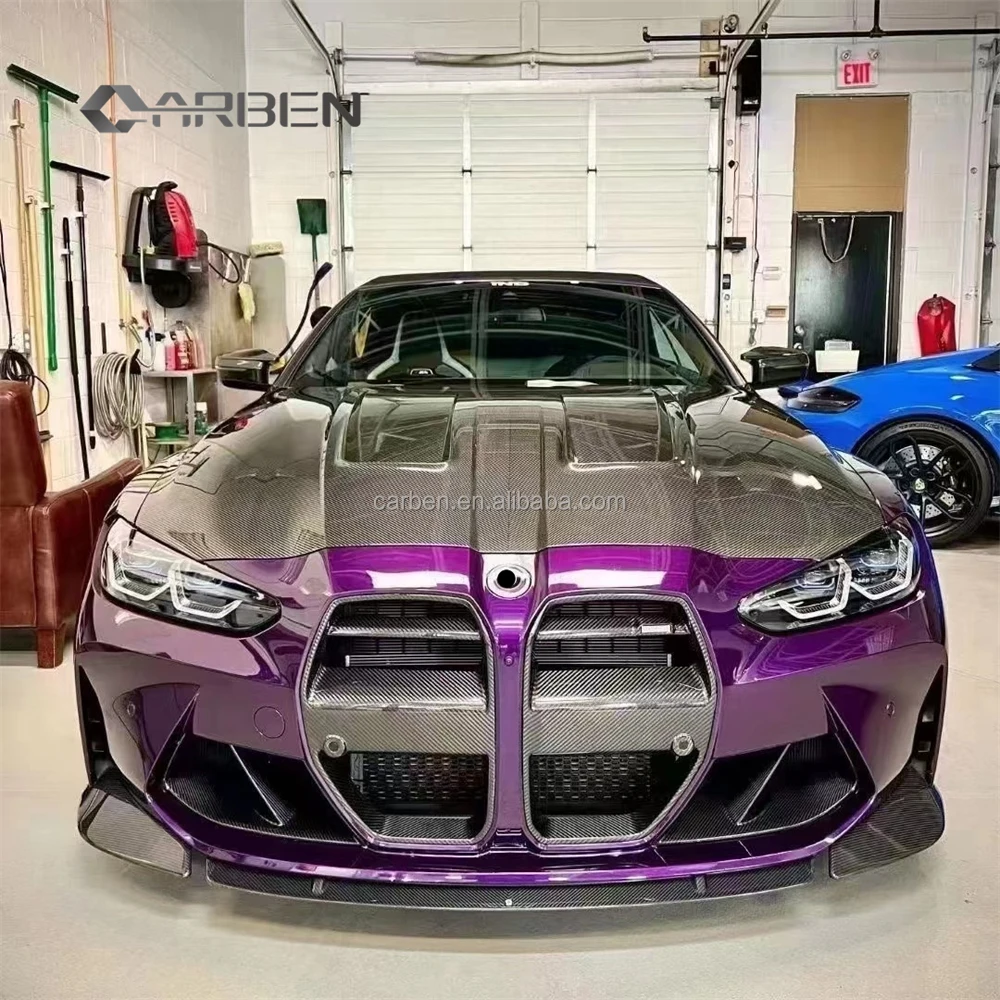 High Quality Lightweight Dry Carbon Fiber Hood for BMW M3 M4 G80 G82 New Condition Stylish Front Hood Upgrade 4
