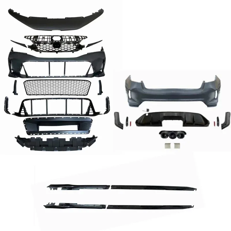 

Авто внешняя часть для Civic 11 2021 2022 2023, обновленный комплект кузова типа R, передний и задний бампер в сборе, решетка