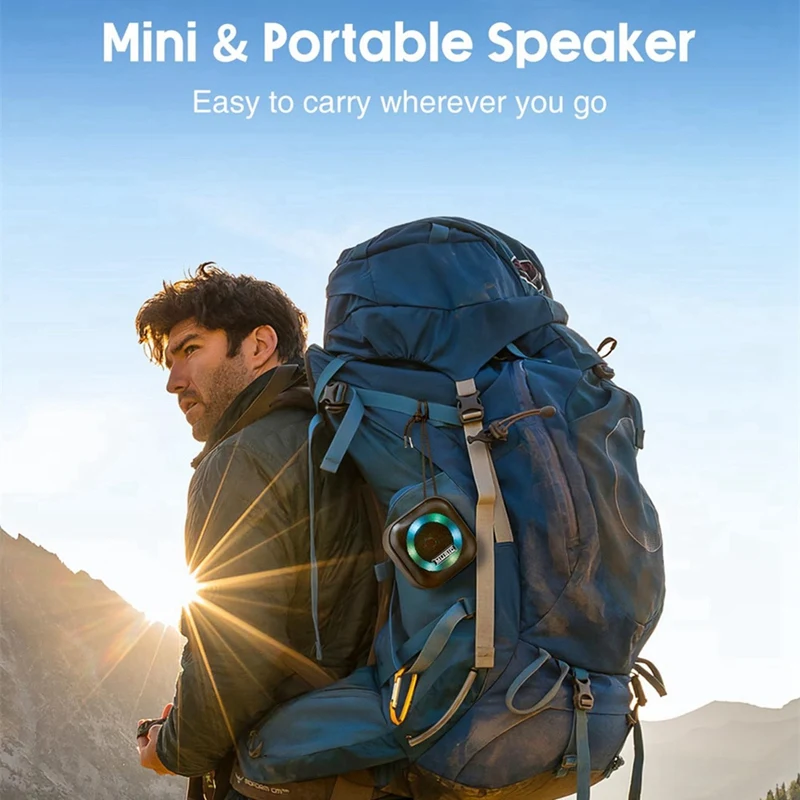 Alto-falante Bluetooth portátil, Luz colorida RGB, Subwoofer sem fio impermeável, Surround estéreo, Alto-falante de viagem TWS