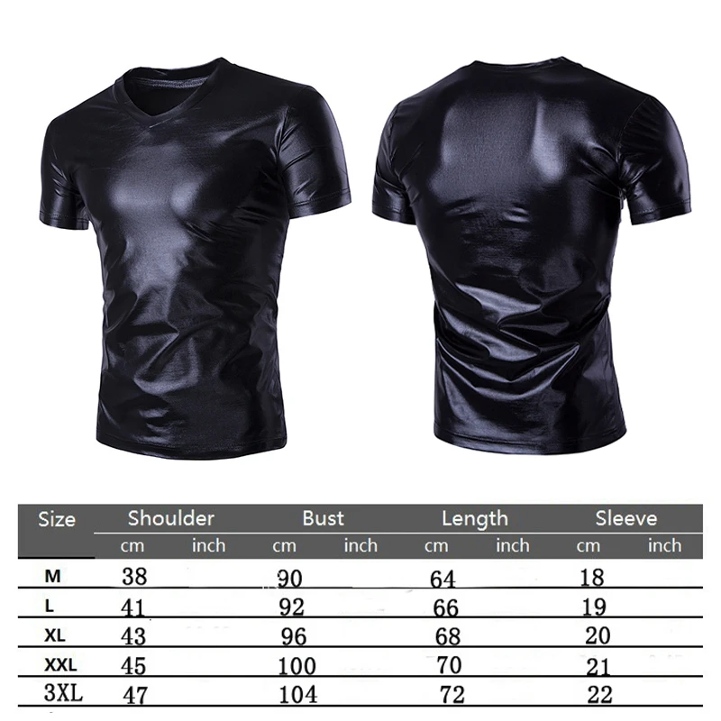 Men Shiny Metallic Classic V Neck T Shirt Nightclub Stage Tshirt  Short Sleeve Blouses Men Hip Hop Streetwear Slim Fit Tops