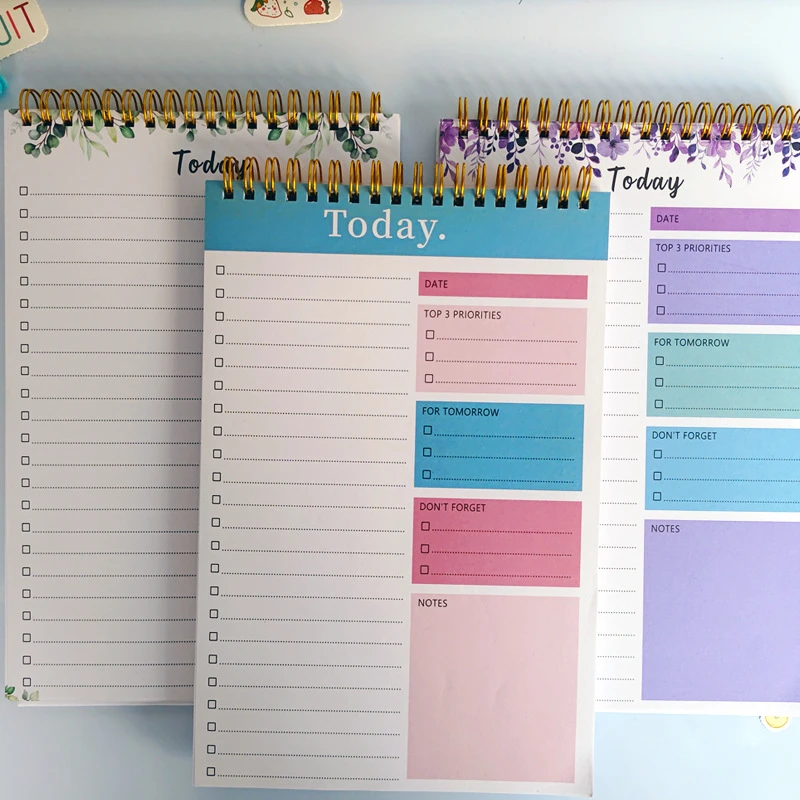 52 Sheets To Do List Notebook Spiral Notepad Daily Planning Hourly Scheduling Notebook School Supplies Stationery