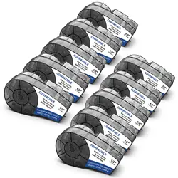 1-10PK Nylon Cloth Label Cartridge Compatible Brady M21-500-499 12.7mm White Tape1/2' for BMP21-LAB/PIUS M210 M221 Label Printer