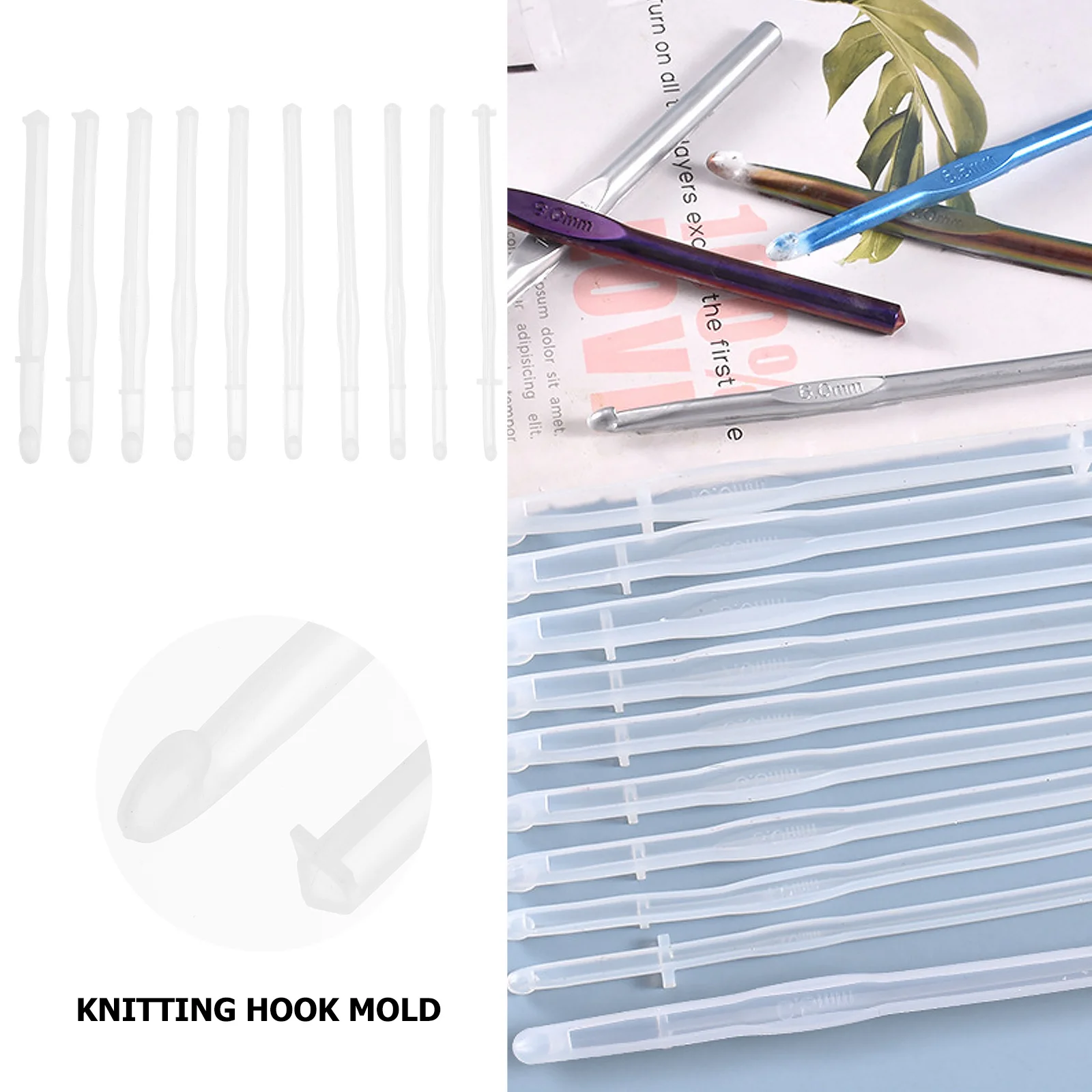

10pcs Silicone Crochet Hook Molds Diy Epoxy Resin Casting Molds Smooth Flexible Beginner Starter Kits Shiny Mirror Finish