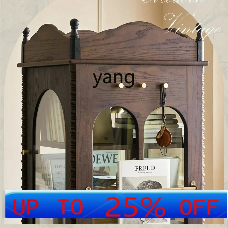 

LH solid wood rotating bookshelf retro storage cabinet corner storage