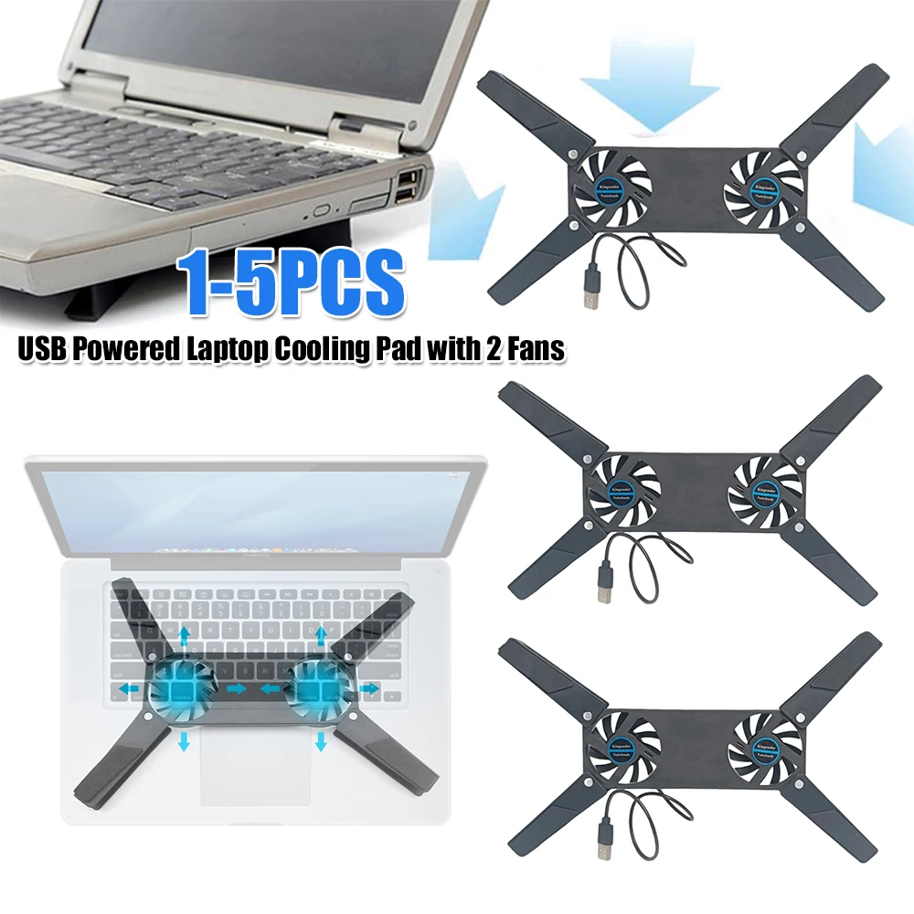 

USB Powered Laptop Cooling Pad with Double 60mm Fans Foldable Cooler Pad Notebook Cooling Pad for Laptop PC Computer