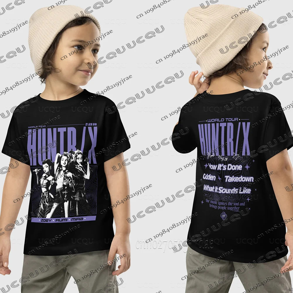 

KPop Demon Hunters HUNTRX World Tour T-Shirt For Kids 2025 Hot Movies Short Sleeve Tees Boy Girls Cotton Tshirts Men Women Top
