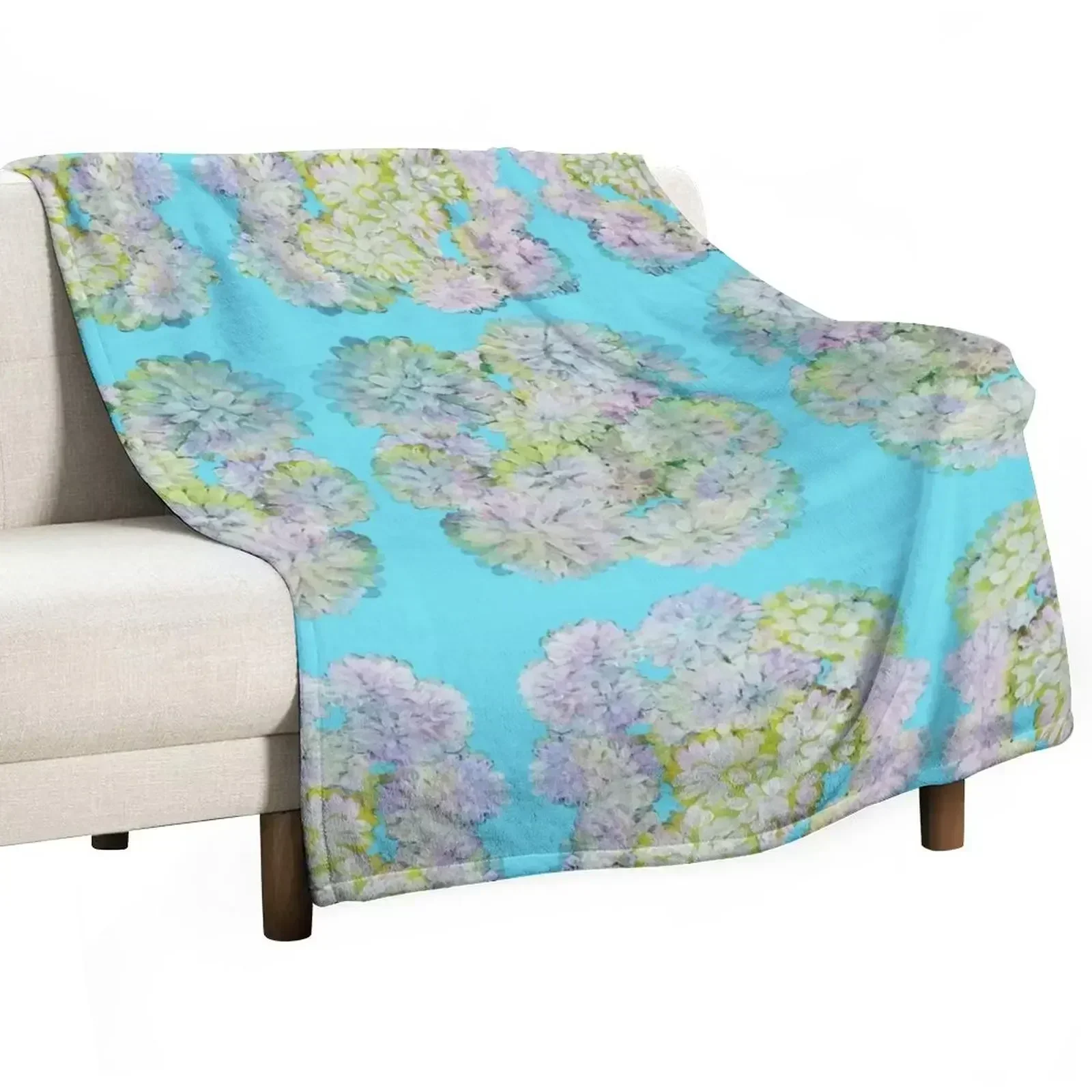 Blooming Flower-Textured Painting Throw Blanket Thin Soft Plaid Hair Vintage for sofa Flannel Blankets