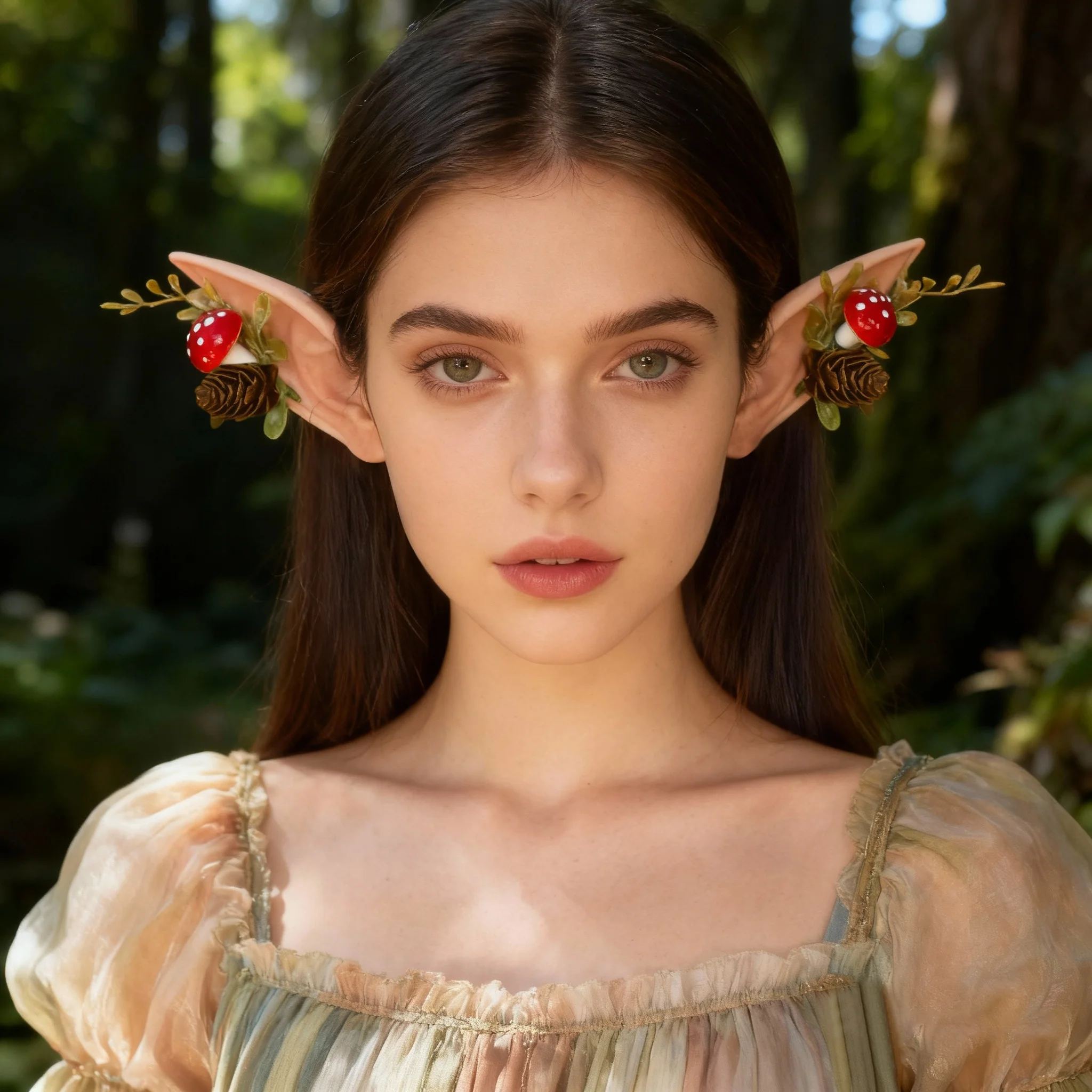 1 Pair of Fairy Elf Fake Ears with Maple Leaf Pinecone Mushroom Design for Christmas Thanksgiving Party Costume Accessories
