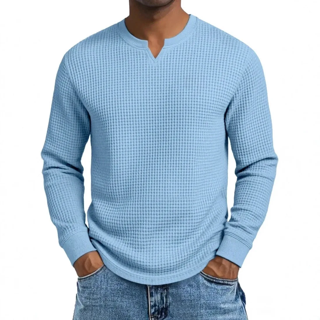 S-5Xl Plus SIze Men's V-Neck Long Sleeve T-Shirt 2026 New Spring Autumn Solid Color Slim Fit Casual Base Tee Top Male Clothing