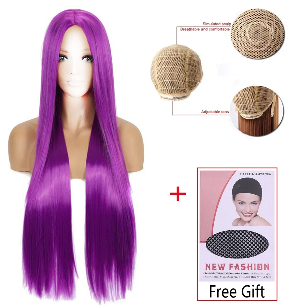 

Long Straight Ginger Wigs for Women Synthetic Orange Blonde Cosplay Wig Heat Resistant Red Pink Silver Gray Hair Wig+wig Cap