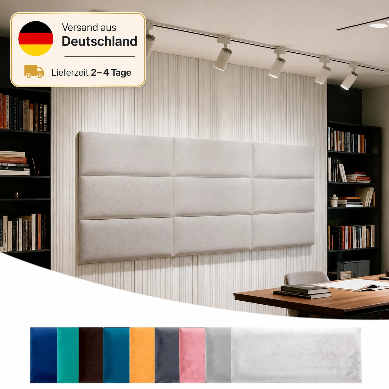 2er-Set selbstklebende 3D-Akustikpaneele aus Samtstoff, weich und robust, 30 × 60 cm – dekorative Wandpaneele für Zuhause, Büro und Studio