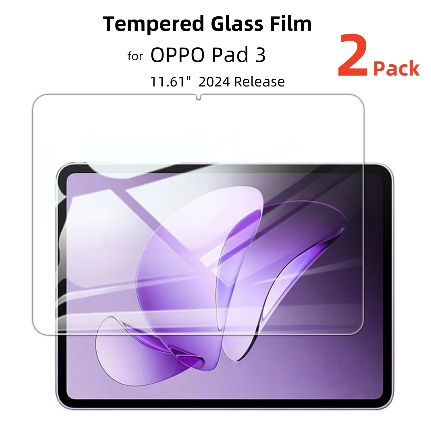 2er-Pack gehärtete Glasschutzfolien für OPPO Pad 3 Displayschutzfolie 11,61 Zoll 2024 HD Klare, kratzfeste Glasfolie mit 9H-Härte