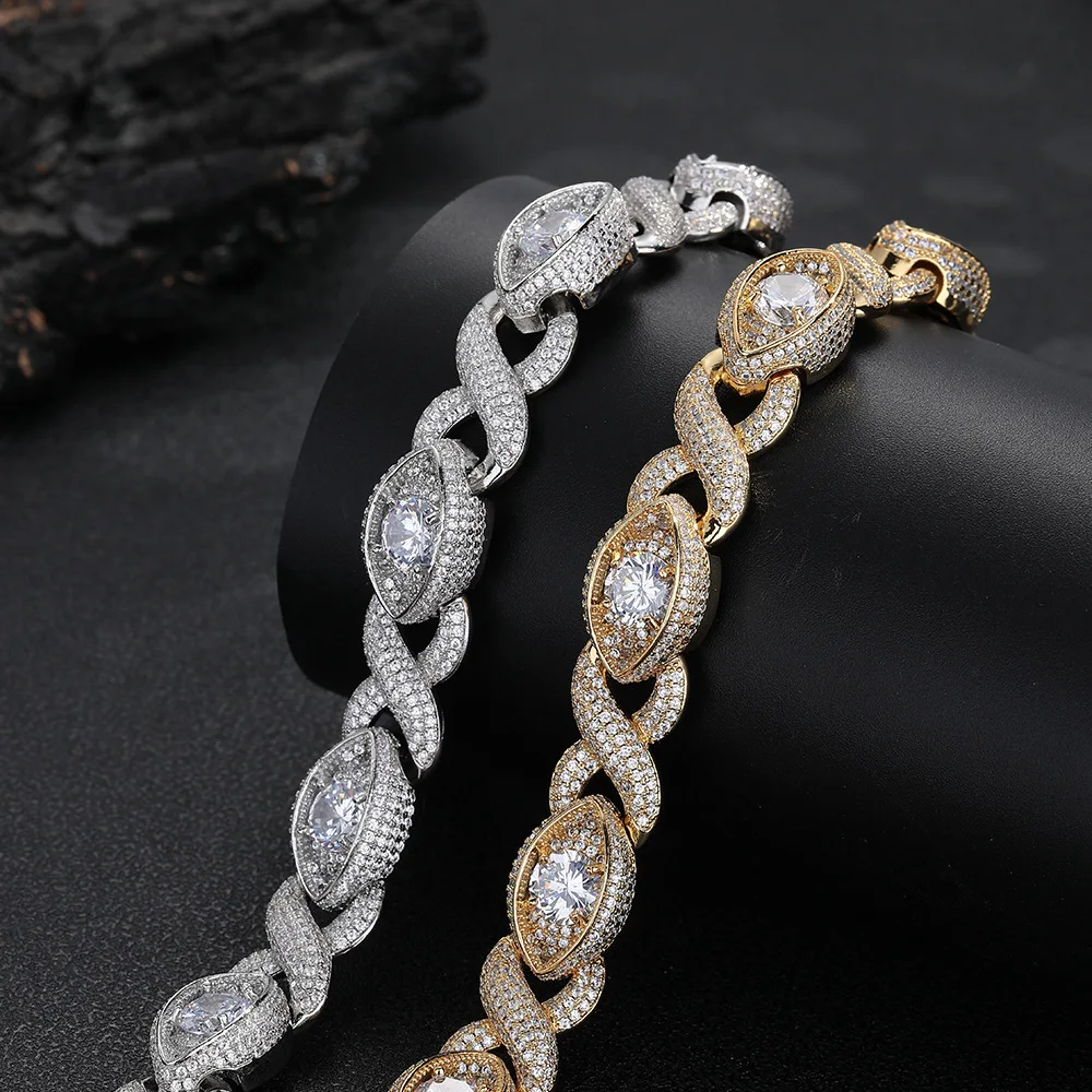 15mm Infinity Sauron Eye Design Link Chain Necklace Hip Hop Jewelry Men Fashion Iced Out CZ Necklaces Women Choker Fine Jewelry