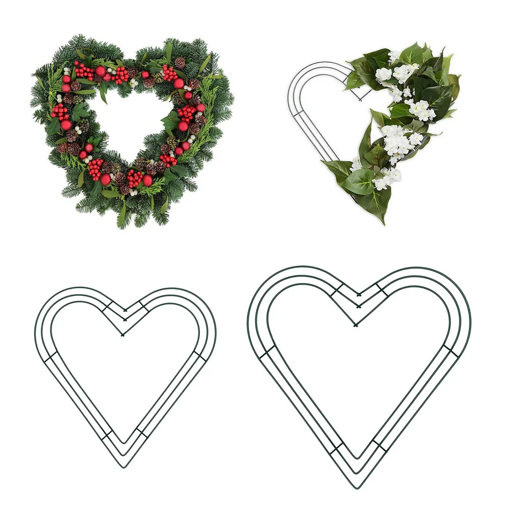 

Heart Shaped Metal Wreath Iron Wreath for Flower Arrangement Christmas DIY Wreath Home Valentine's Day Wedding Decoration