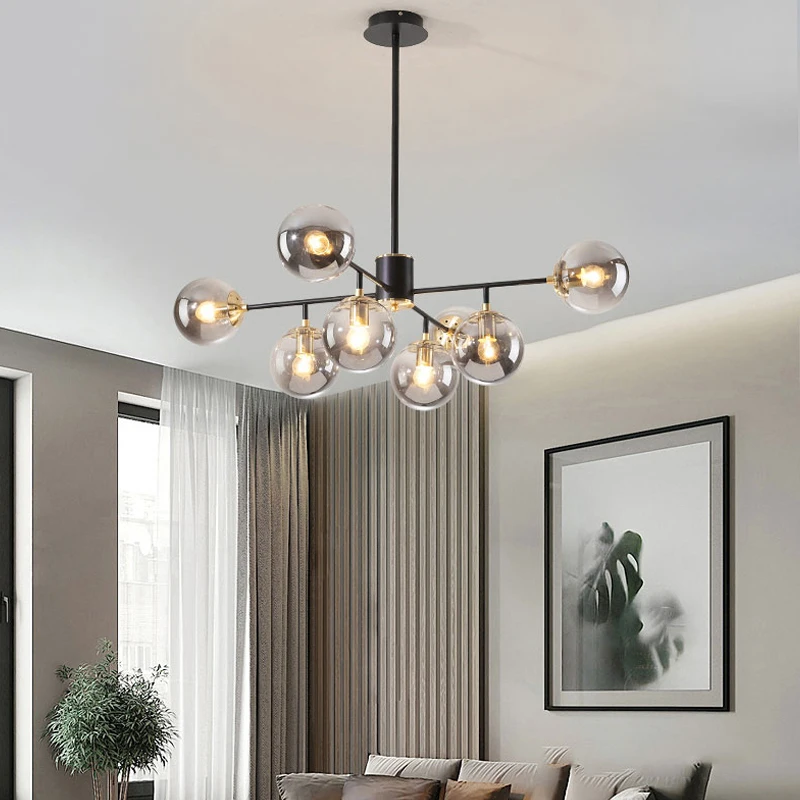 Modern Nordic Led Chandelier Chandelier Living Room Kitchen Dining Room Bedroom Home Interior Lighting Glass Lampshade