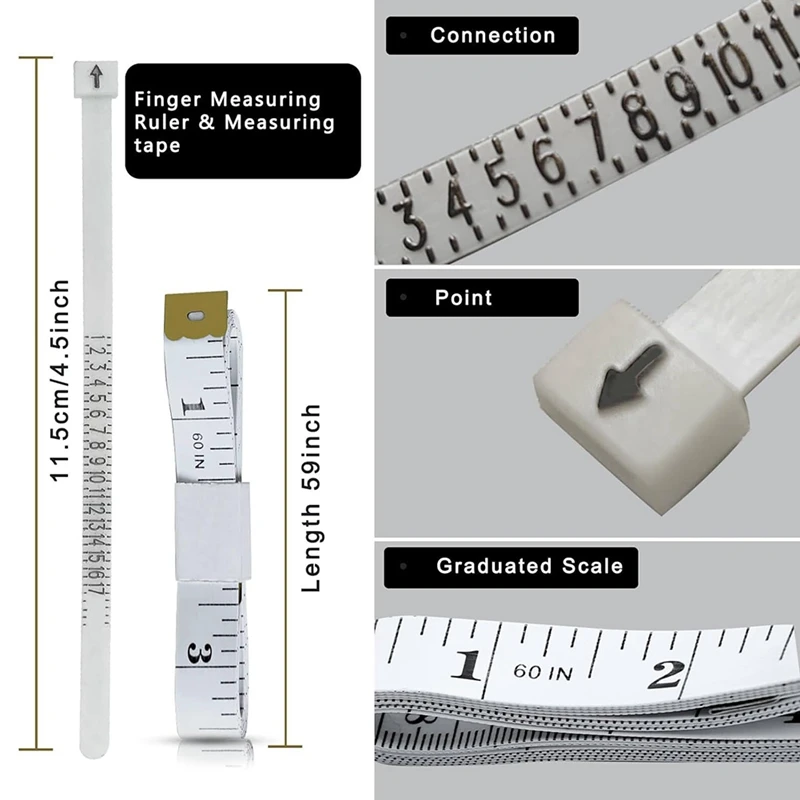 Strumento di misurazione per misuratori di anelli da 7 pezzi per uomini e donne, include misuratori per anelli da dito, misuratori per anelli, kit per la creazione di anelli