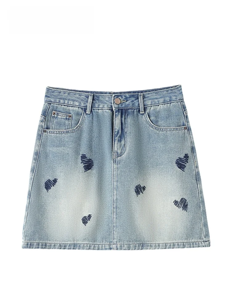 

plus Size Denim Skirt Women Loose Fitting Summer Faion plus Size Sister Flared Slimming High Waist A-Line ort Skirt