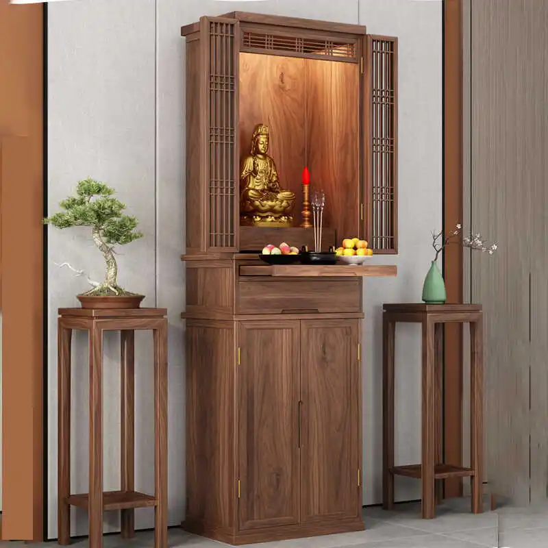YFY  black walnut  shrine new standing cabinetbodhisattva cabinet buddha for home casual with door god of wealth cabinet