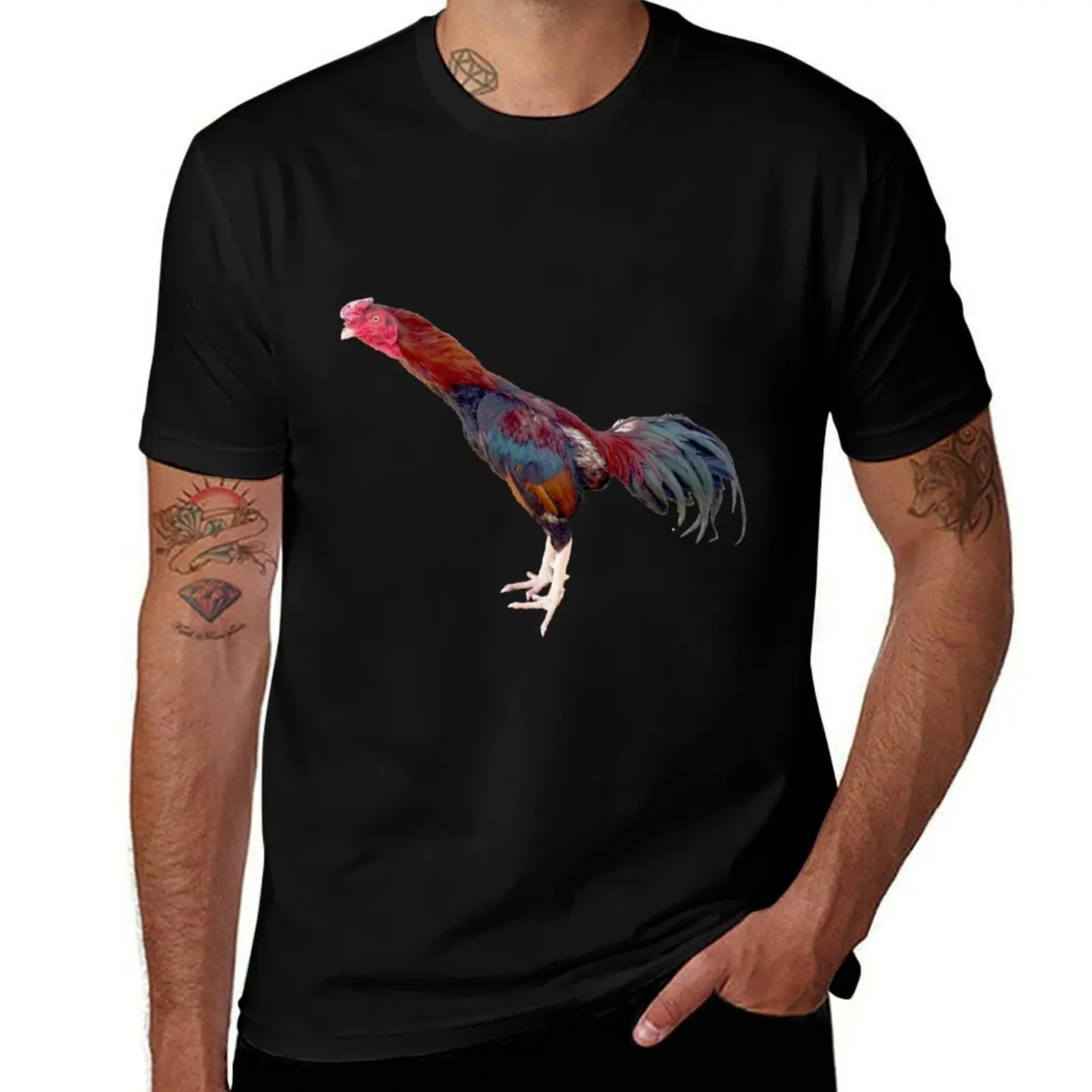 Magnificent Gamefowl Cock Sticker T-Shirt Basic Lightweight Short Sleeve Tee T-Shirt