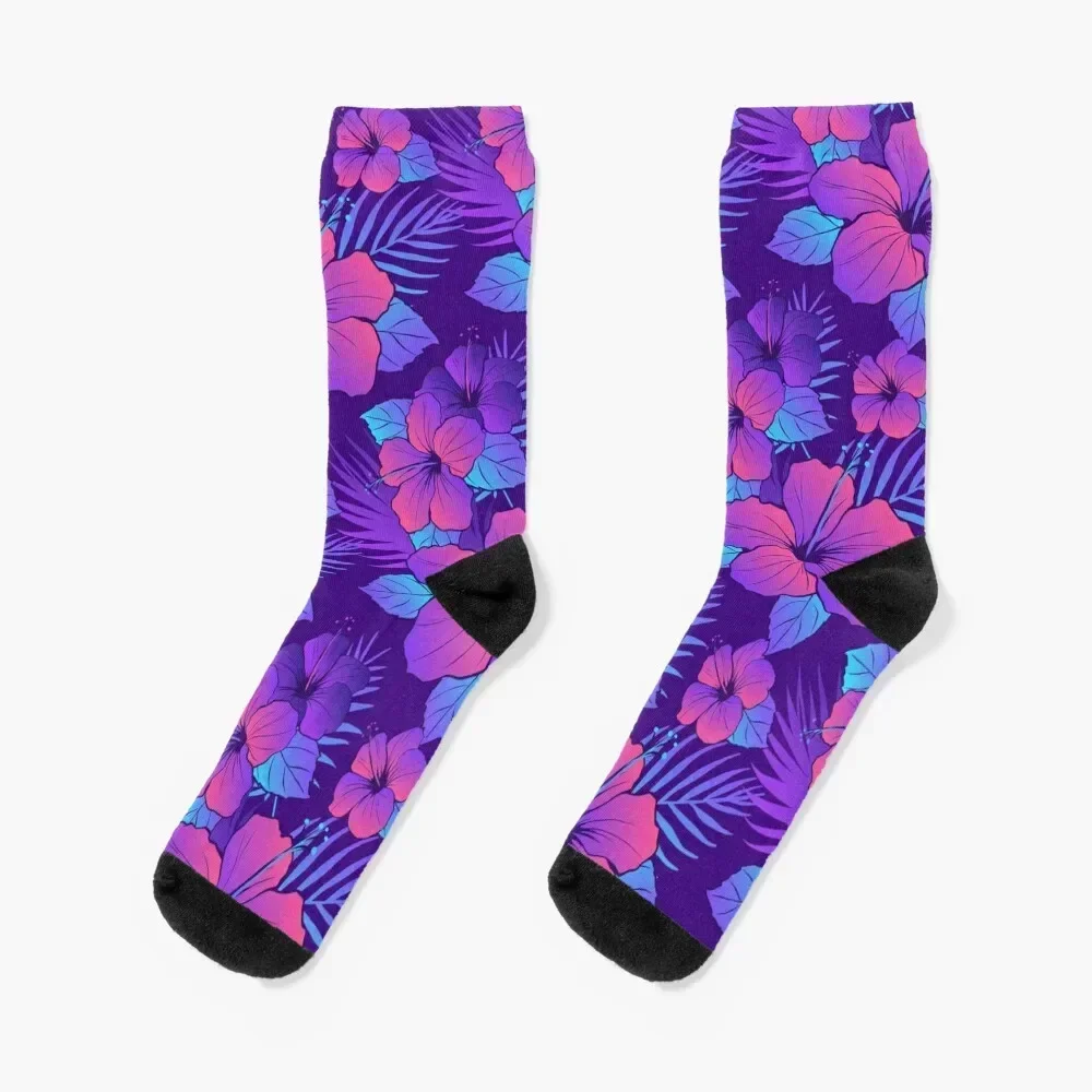 HIBISCUS FLOWER PATTERN Socks fashionable christmass gift shoes Lots Socks Women Men's