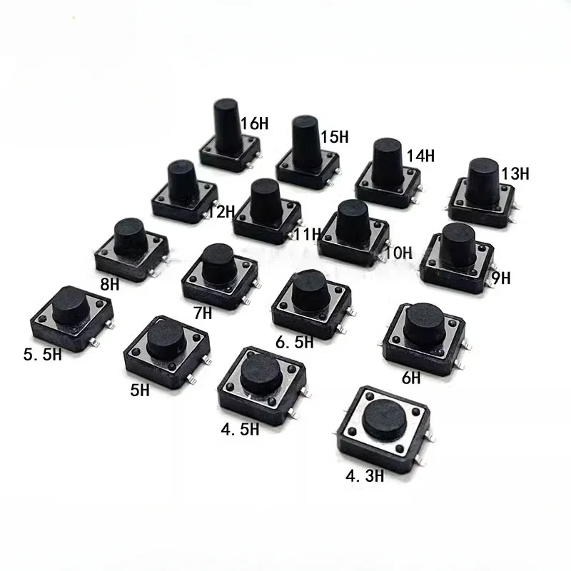 20PCS PCB Tactile Tact Push Button Switch SMD 4Pin Micro Switch 12*12*4.3/5/6/7/8/9/10/11/12mm 12x12x4.3MM 12x12x5MM 12x12x6MM