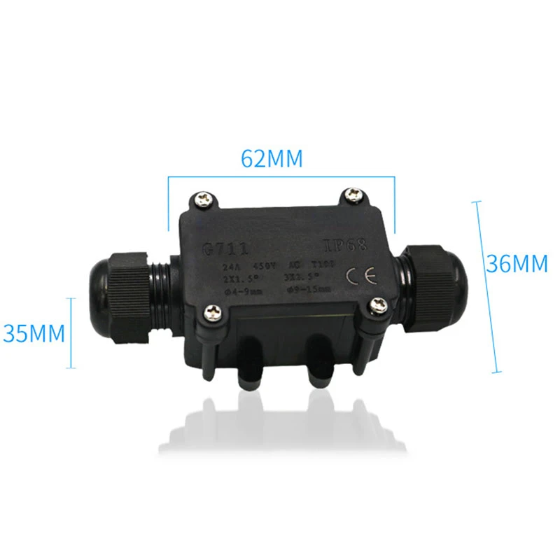 IP68 Waterproof Junction Box Electrical 2 Way Enclosure Block Cable Connecting Line Protection for Wiring Accessories