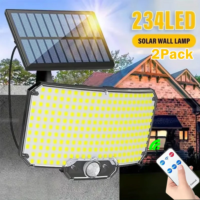 

Nice 234 LED Solar Wall Lamp With Motion Sensor Infrared Remote Control 3 Modes Patio Porch Garden Backyard Solar Outdoor Light