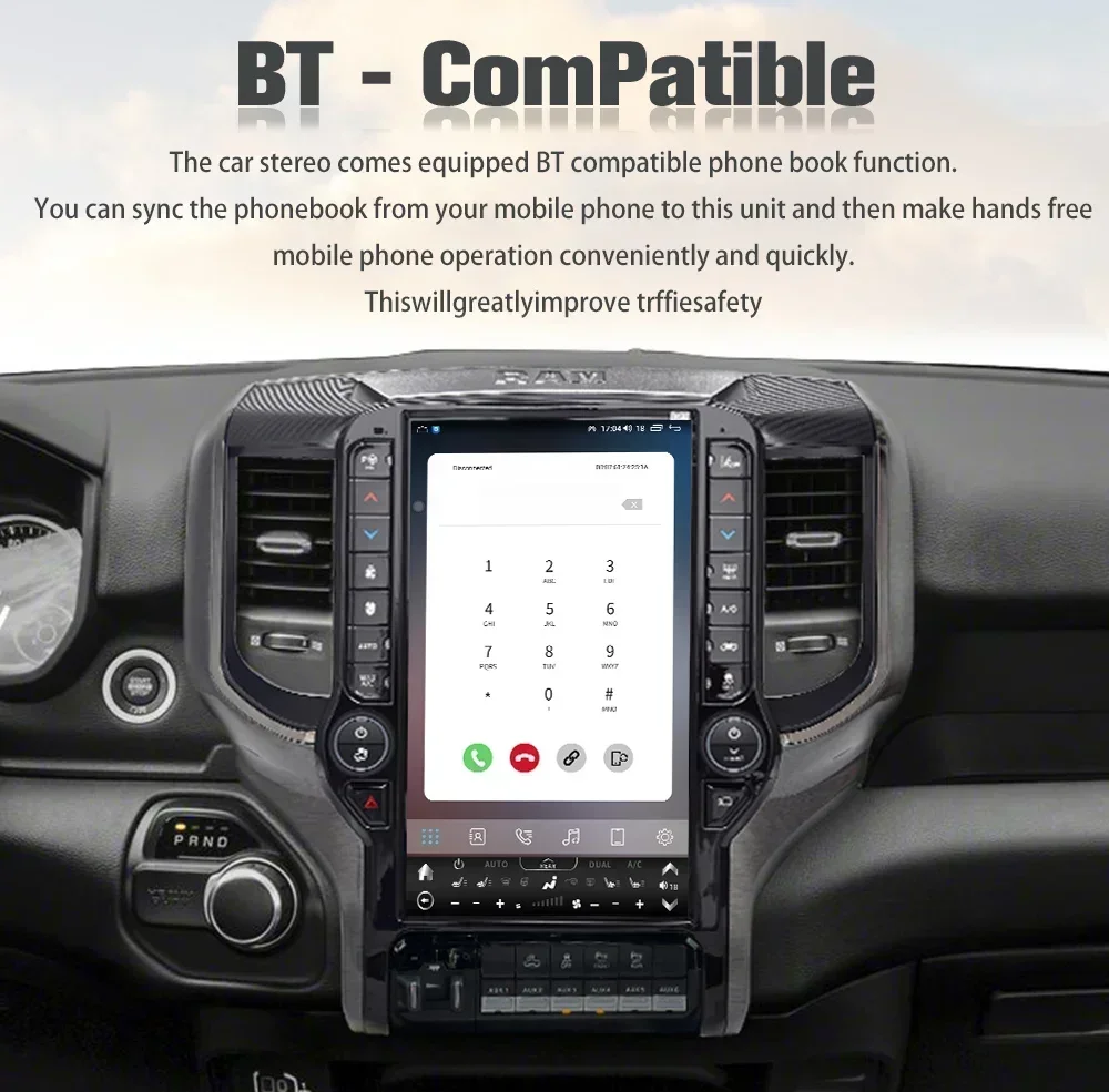 13.6 بوصة أندرويد 13 راديو السيارة ل دودج رام 1500 2500 3500 2019 - 2022 الوسائط المتعددة السيارات مشغل استريو شاشة تعمل باللمس GPS رئيس وحدة