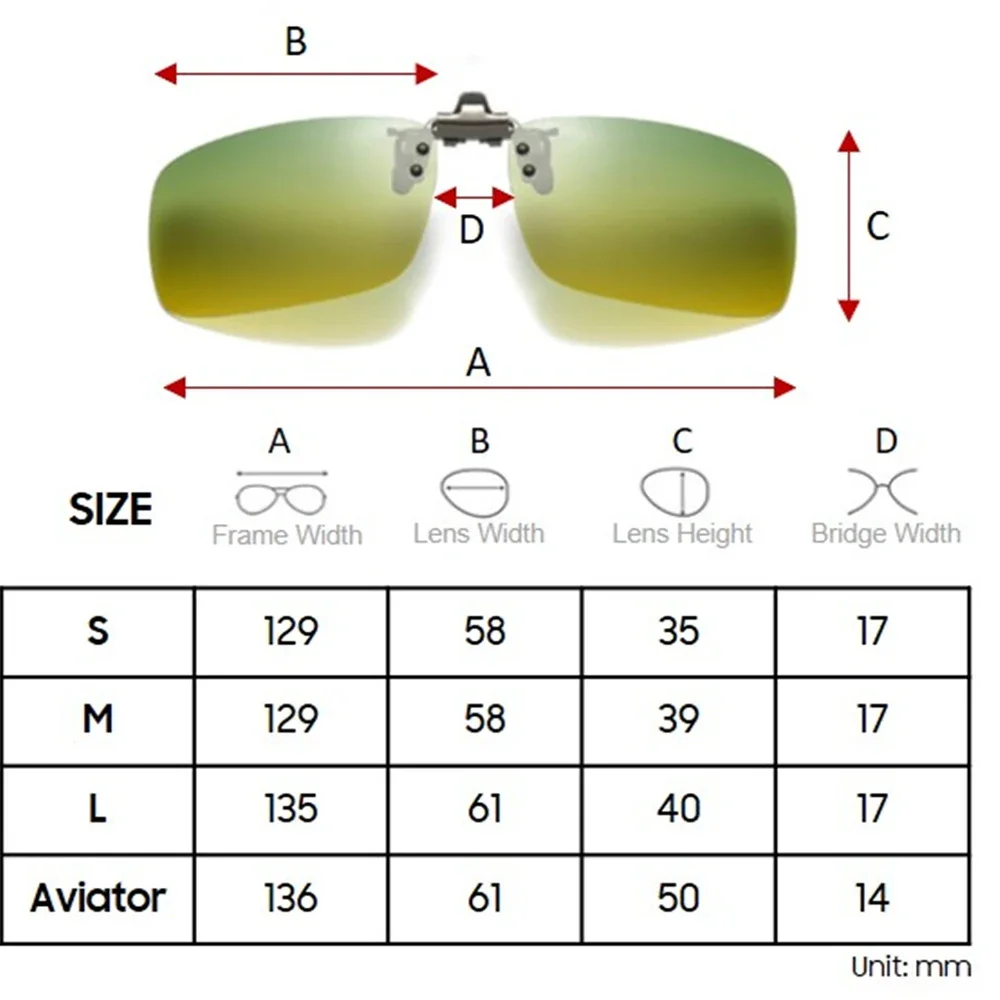 VIVIBEE Day and Night Vision Clip on Glasses for Driving Polarized Men Green Yellow Lens Driving Aviation Fishing Sunglasses