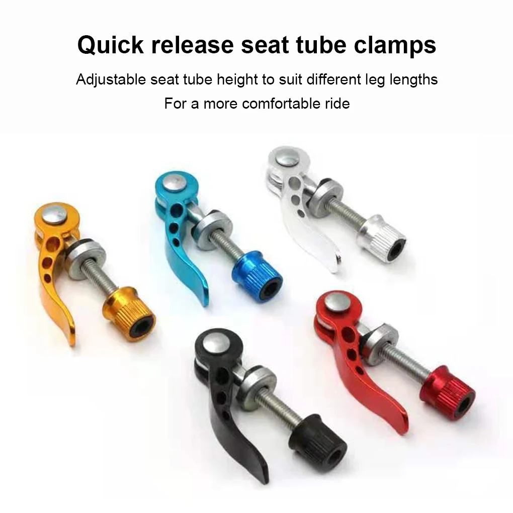 Mountain Bike Seat Tube Clamp Clip, bicicletas Alavanca de liberação rápida, liga de alumínio, liberação rápida, Rod Acessórios