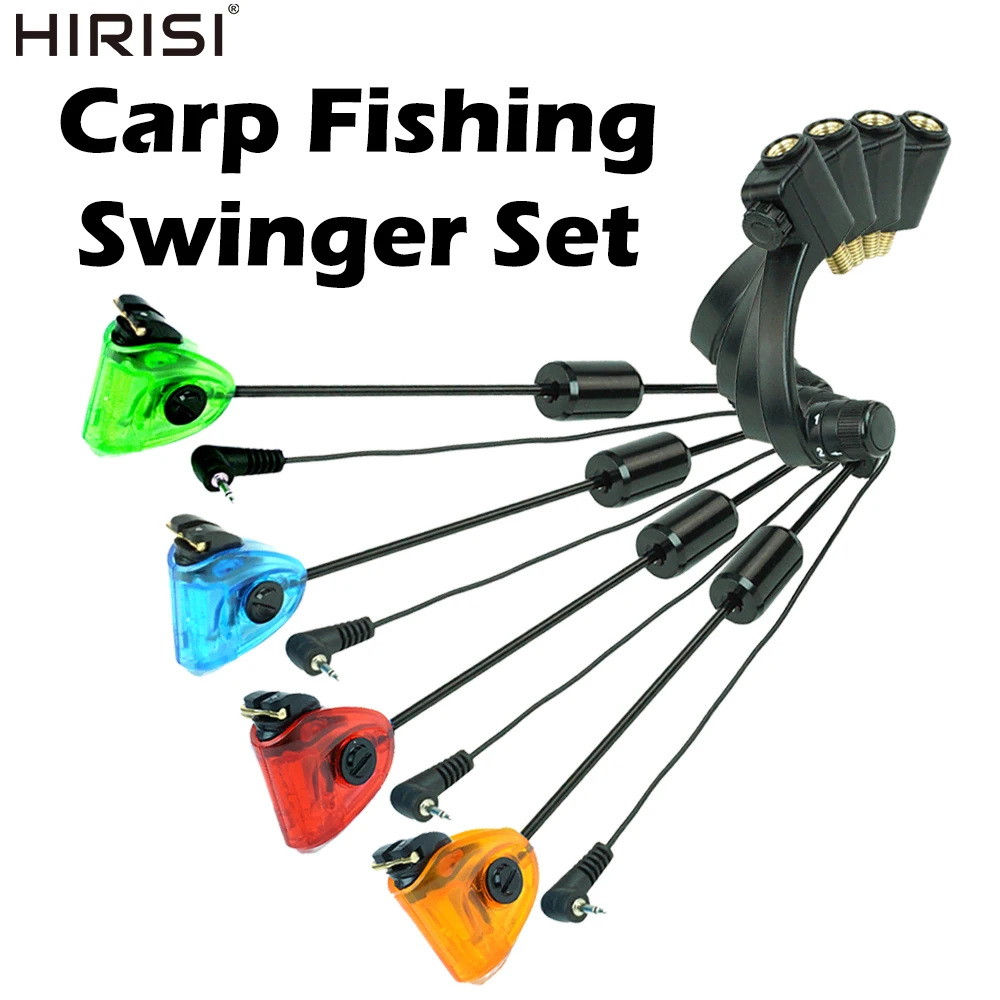 hirisi-b2045-4pcs-carp-fishing-swingers-set-led-illuminated-bite-indicators-quick-change-connectors-adjustable-hanging-weights