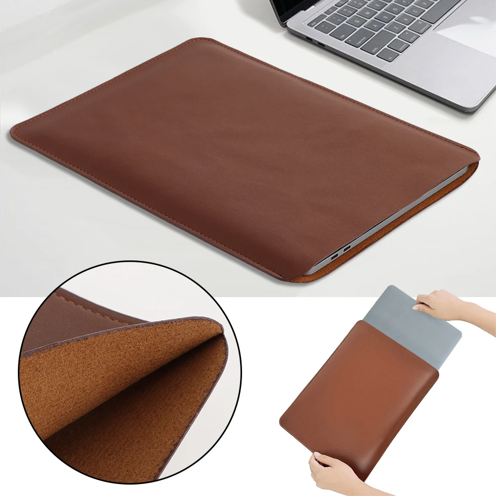 13 14 15 Inch Laptop Sleeve Carring Case Microfiber Lining PU Leather Notebook Tablet Briefcase for Lenovo Dell Laptop