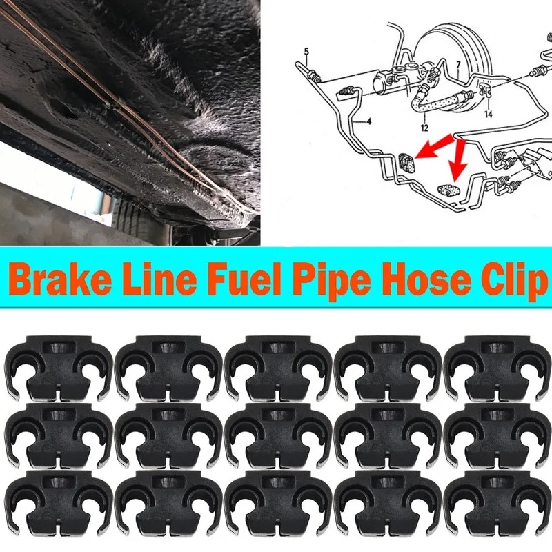 

10/20pcs Car Brake Line Hose Clips Double Cable Holder Clip 811611797 For VW/Bora/Golf MK2 MK3 Passat/Golf/Jetta/Audi A4 Seat/Sk