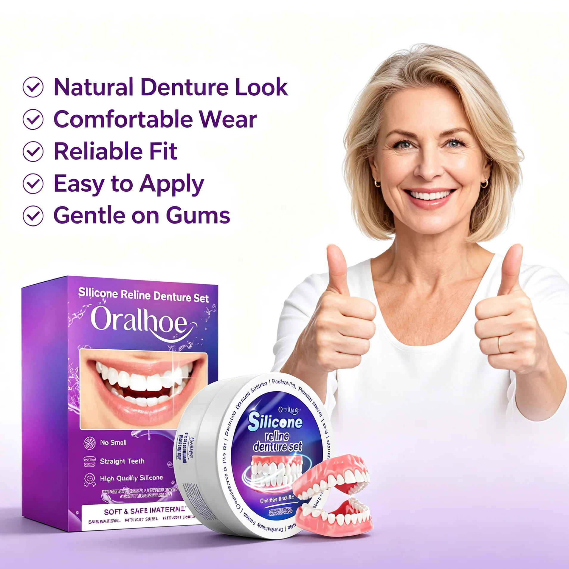 Denture Set Snap On Temporary False Teeth Veneers Moldable Thermal Beads Tooth Gap Filler Reusable Instant Smile Teeth Decor Kit