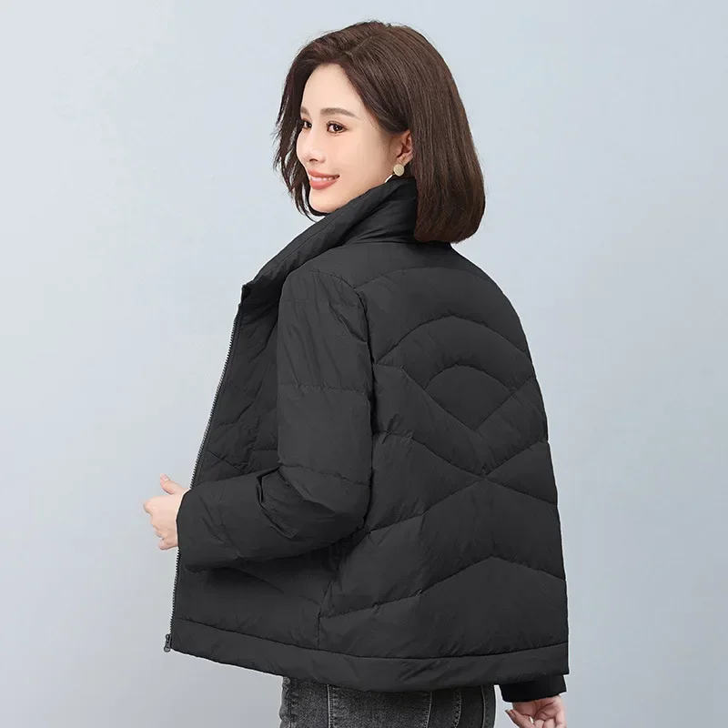 Casualplus Size2023winter New White Goose Down Jacket Lightweight Petite Down Vest For Middle-aged Mothers Long Sleeves