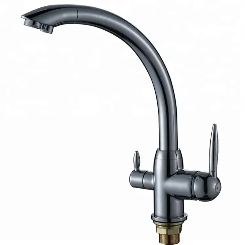 

Brass 3 in 1 Dual handle drinking water chrome 3 way mixer kitchen filter