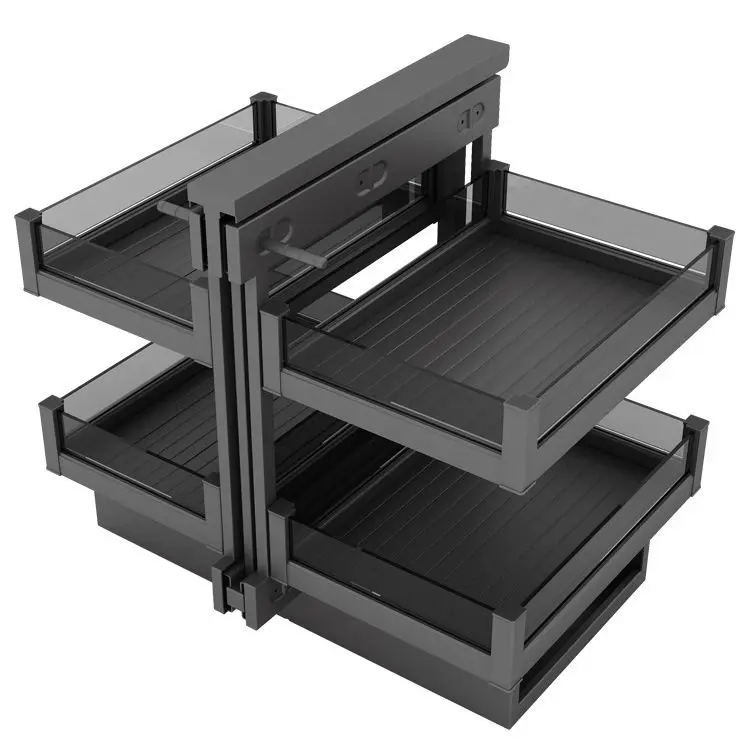 Corner pull basket full open kitchen seasoning dish basket drawer type