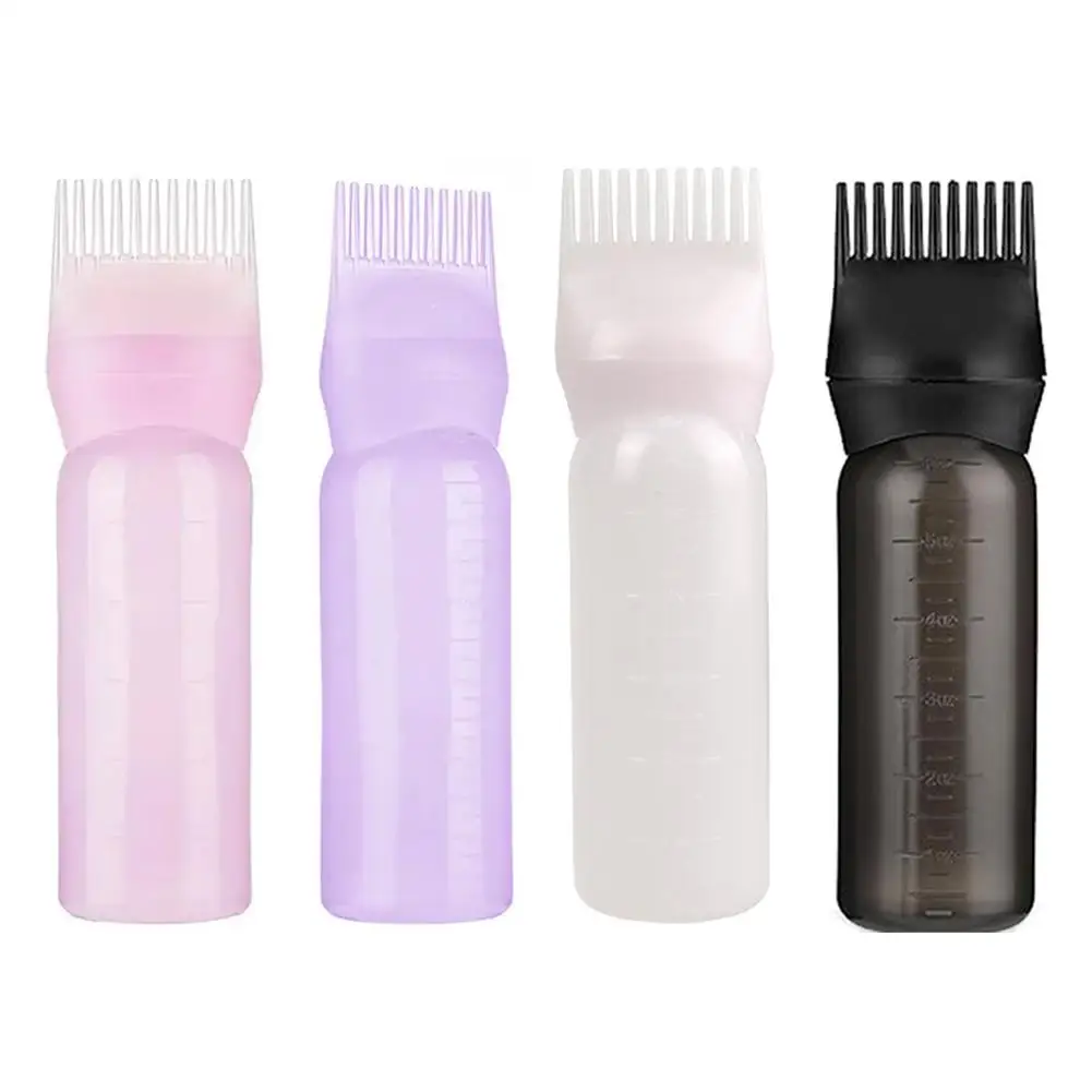 زجاجة تطبيق زيت الشعر مع 3 أغطية فم مدببة و6 أونصة زجاجة صبغ الشعر مشط الجذر زجاجات مشط تصفيف الشعر والصباغة