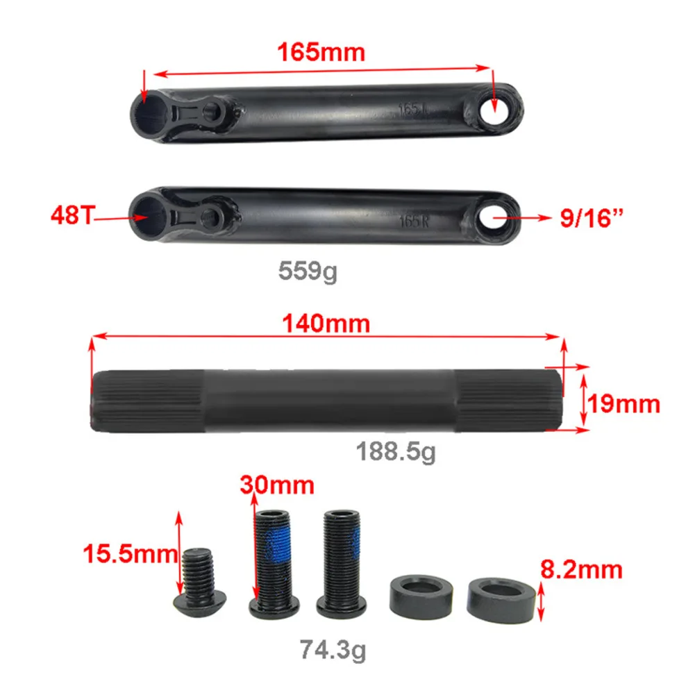 For Any Terrain Riding Black Bike Crank Arms Chrome Steel Crankset Stable Structure Quick Installation For Any