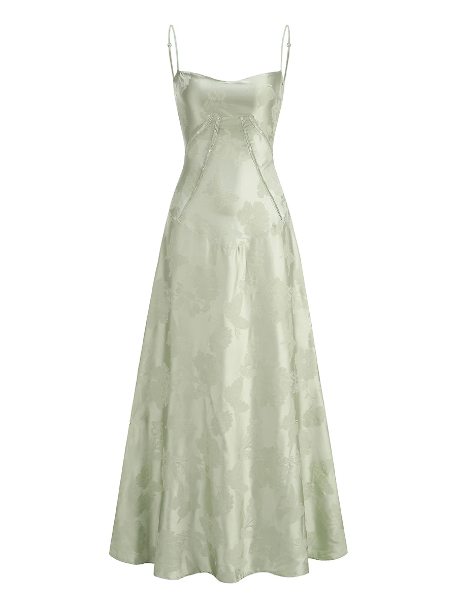 ZNS Brithday Dresses for Women Elegant Gowns Green Sexy Spaghetti Strap Prom Evening Luxury Dress 2025 Summer Vacation Outfits