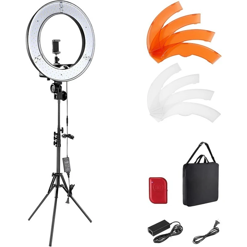 Ring Light 18inch Kit: 55W 5600K Professional LED With Stand And Phone Holder, Soft Tube & Bag For Tattoo Lash Extension