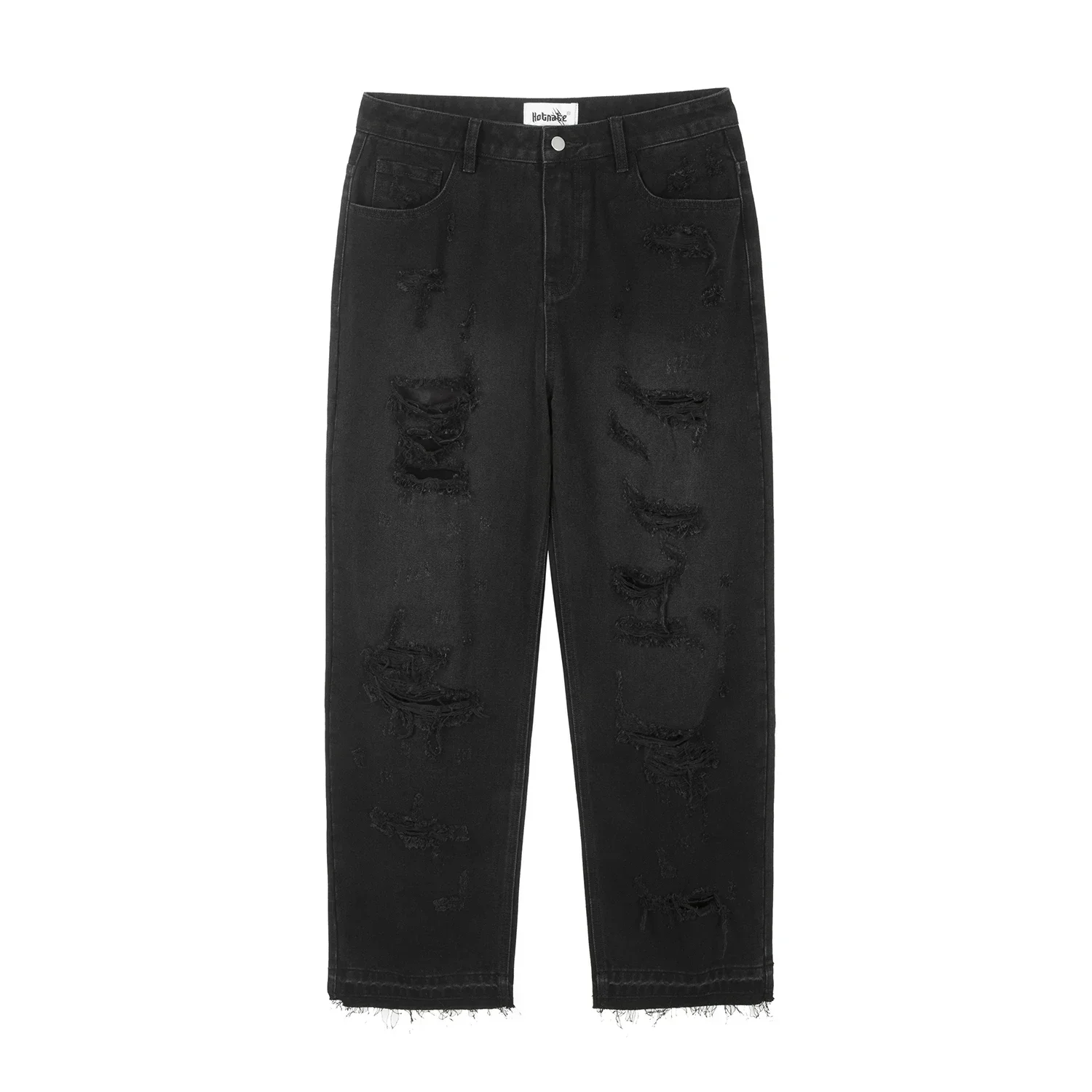 Gewassen Blauwe Oversized Gescheurde Jeans Voor Heren Streetwear Hiphop Grote Vernielde Wijde Pijpen Baggy Rechte Gescheurde Spijkerbroek