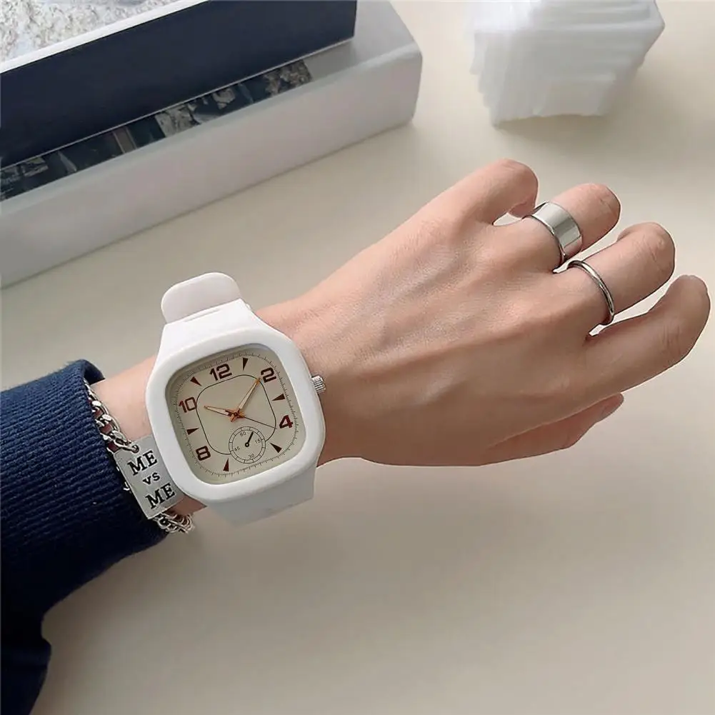 Women Watches Student Watch Square Dial Quartz Movement Silicone Strap Band Wrist Watch Jewelry Ladies Watch