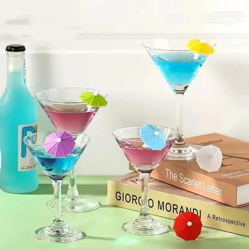 6-60PCS Colorful Umbrella Design Wine Glass Charm Markers Premium Drink Identifiers for Wedding Catering Reception Party Favor