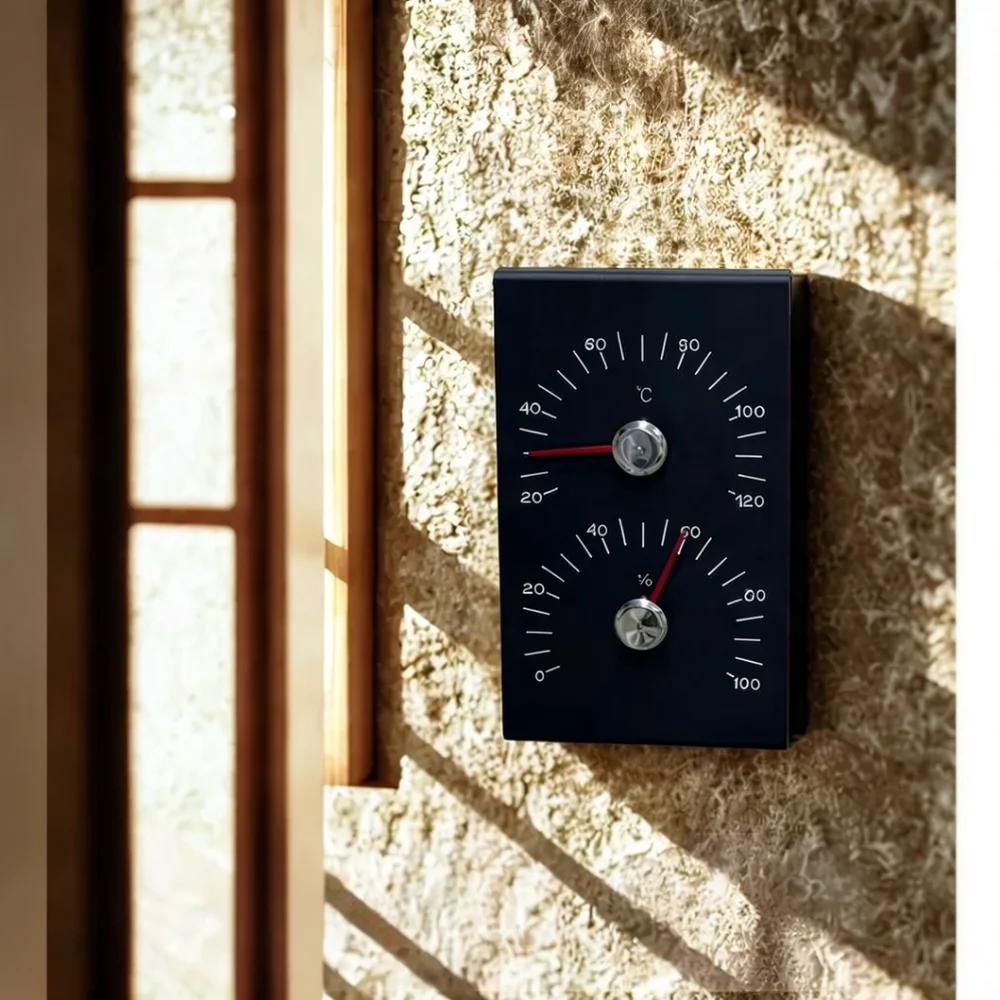 Sauna Temperature Humidity Gauge Aluminum Meter For Steam Sauna Room Spa Club Professional Environment Monitor