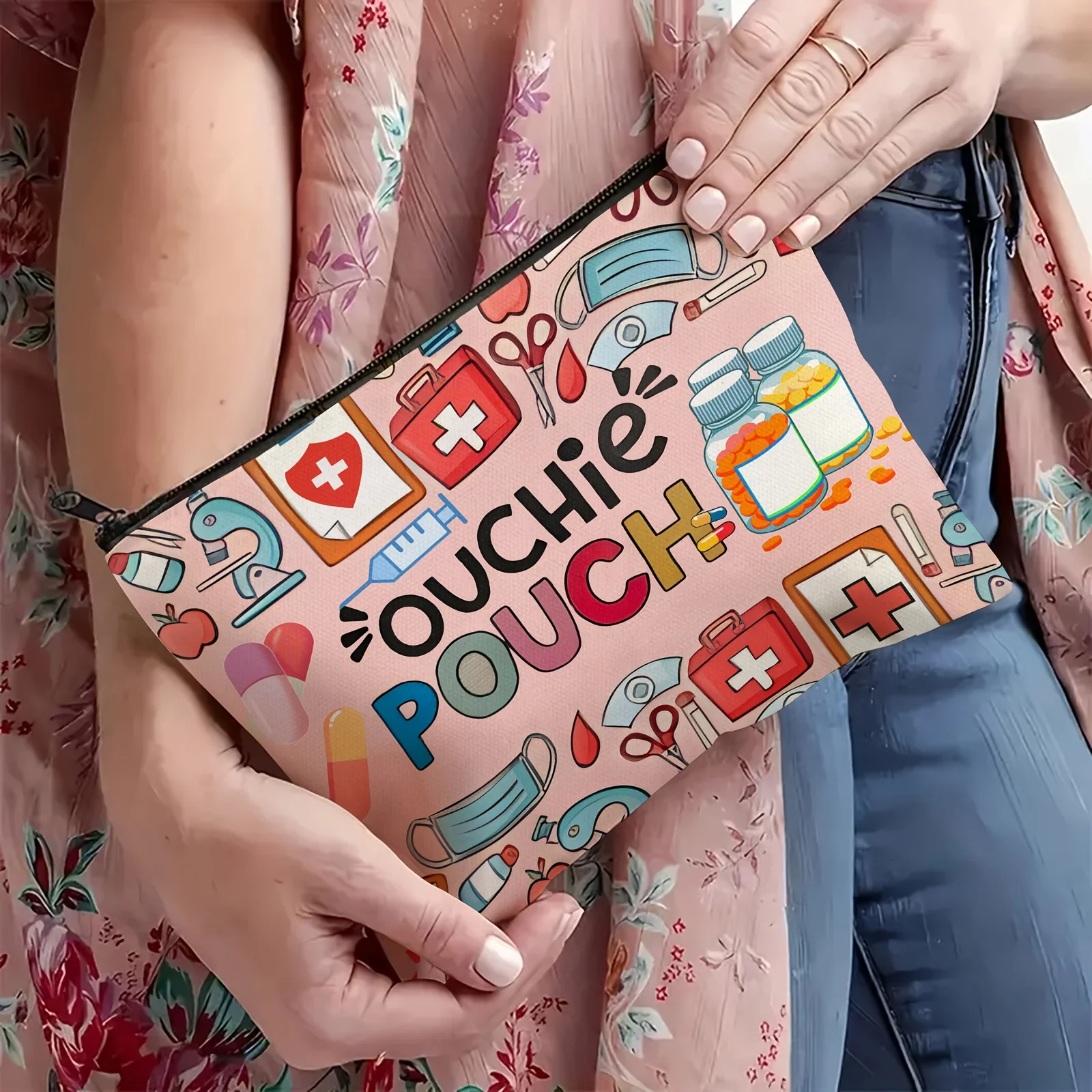 Aksesori Terinspirasi Kesehatan yang Menyenangkan. Kado Modis Portabel dengan Ritsleting, Tempat Pensil untuk Guru, dan Tas Penyimpanan untuk Makanan Ringan