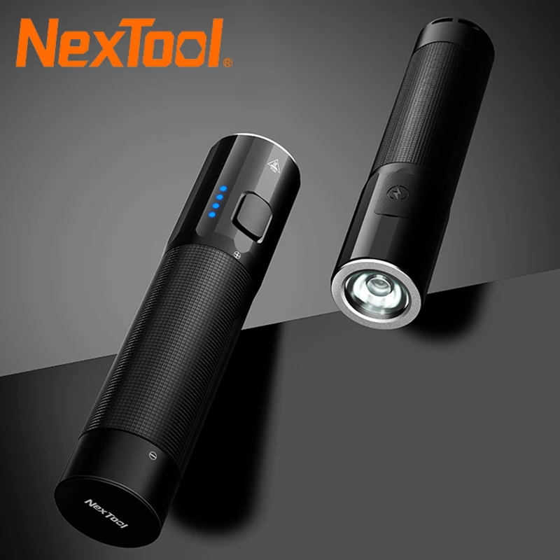 

NexTool Outdoor Strong Light Flashlight Straight Light Torch 1200lm 4500mAh LED Lamp Bead Waterproof 4 Lighting Modes Power Bank