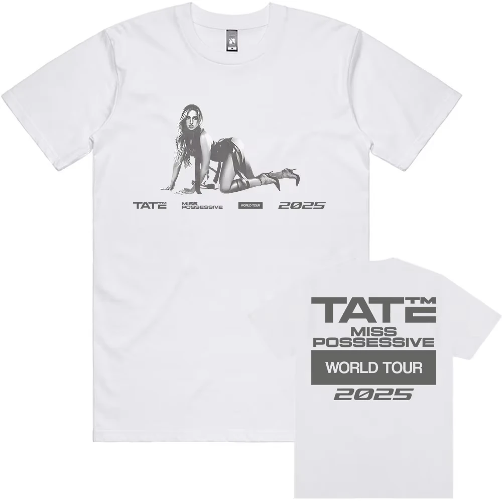 Miss Possessive 2026 New World Tour Tee Tate McRae Graphic Printing T-shirt Cotton Short Sleeve Unisex S